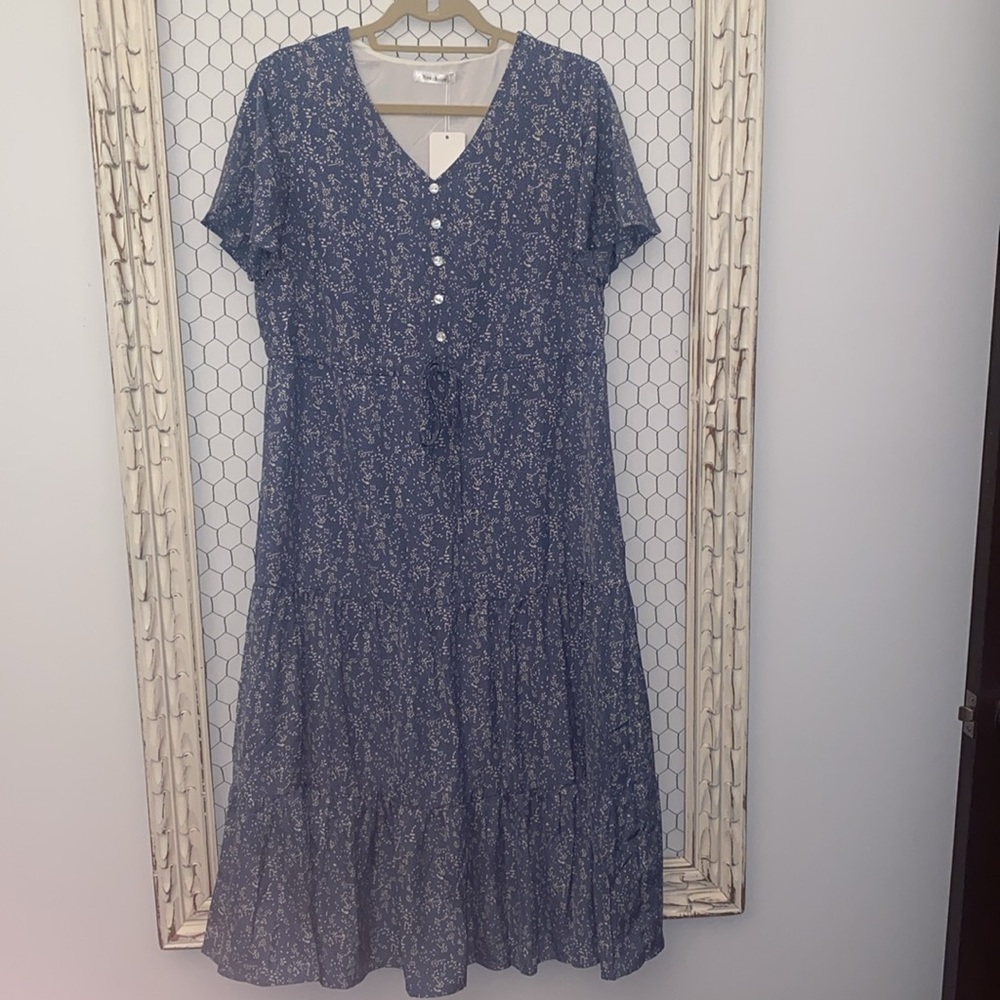 NWT Newchoice Patterned Peasant Maxi Dress